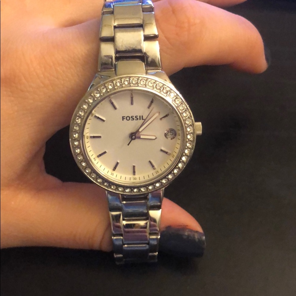 Silver fossil watch